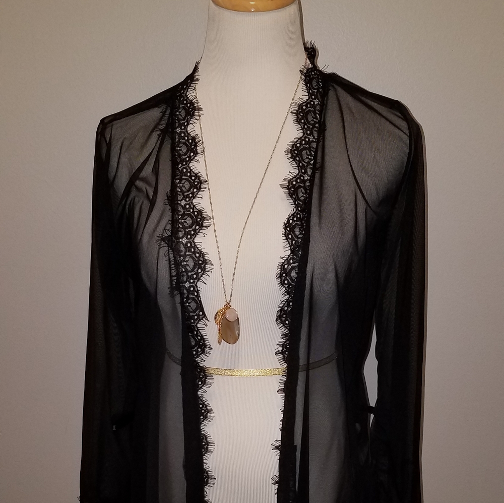 Sheer Black Robe sz s/m